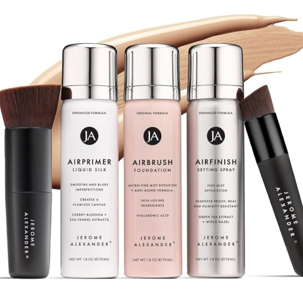 Jerome Alexander Airbrush Foundation Set Complete 5pc Spray Makeup Set (Medium)